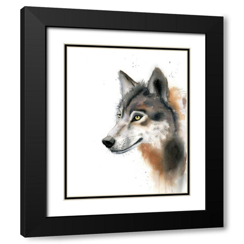 Wolf Black Modern Wood Framed Art Print with Double Matting by Shefranov, Olga