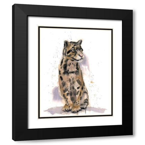 Wild Cat Black Modern Wood Framed Art Print with Double Matting by Shefranov, Olga
