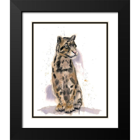 Wild Cat Black Modern Wood Framed Art Print with Double Matting by Shefranov, Olga