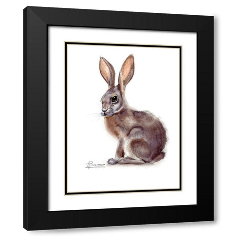 Rabbit Black Modern Wood Framed Art Print with Double Matting by Shefranov, Olga