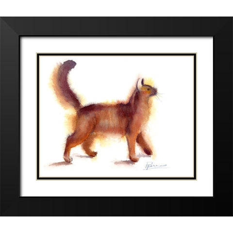 Cat Black Modern Wood Framed Art Print with Double Matting by Shefranov, Olga