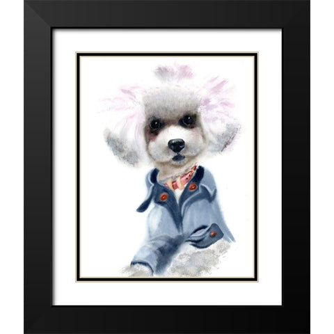 Dog Wearing Clothes Black Modern Wood Framed Art Print with Double Matting by Shefranov, Olga