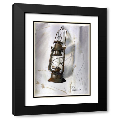 Lantern Black Modern Wood Framed Art Print with Double Matting by Shefranov, Olga
