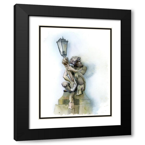 Lamp Post Black Modern Wood Framed Art Print with Double Matting by Shefranov, Olga