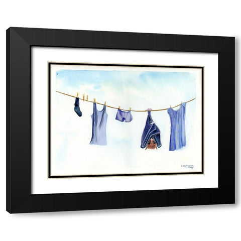 Clothesline II Black Modern Wood Framed Art Print with Double Matting by Shefranov, Olga