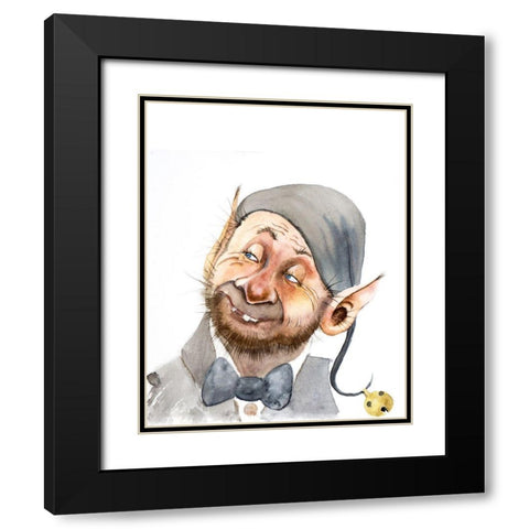 Bow Tie Guy Black Modern Wood Framed Art Print with Double Matting by Shefranov, Olga