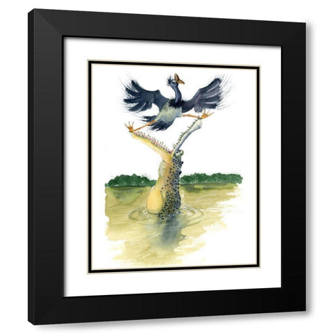 Gator Black Modern Wood Framed Art Print with Double Matting by Shefranov, Olga