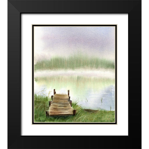 Dock Black Modern Wood Framed Art Print with Double Matting by Shefranov, Olga