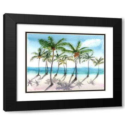 Palm Trees Black Modern Wood Framed Art Print with Double Matting by Shefranov, Olga