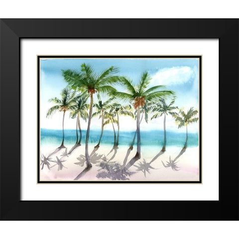 Palm Trees Black Modern Wood Framed Art Print with Double Matting by Shefranov, Olga