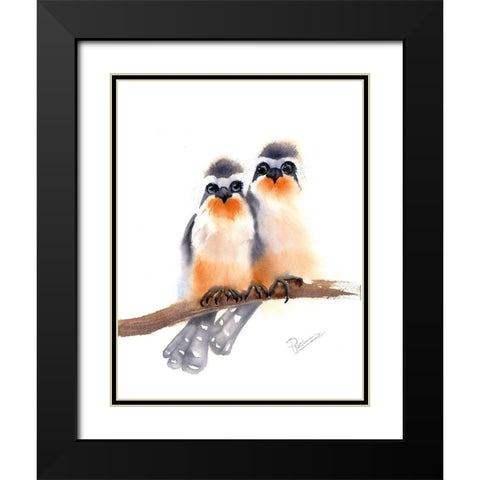 Bird Buds Black Modern Wood Framed Art Print with Double Matting by Shefranov, Olga
