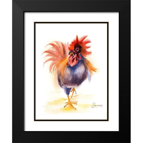 Rooster Black Modern Wood Framed Art Print with Double Matting by Shefranov, Olga