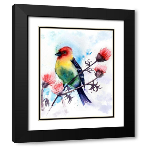 Tropical Bird III Black Modern Wood Framed Art Print with Double Matting by Shefranov, Olga