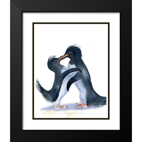 Penguins Black Modern Wood Framed Art Print with Double Matting by Shefranov, Olga