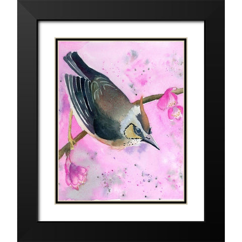 Pink Floral Black Modern Wood Framed Art Print with Double Matting by Shefranov, Olga