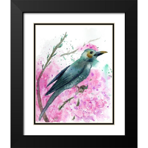 Pink Floral II Black Modern Wood Framed Art Print with Double Matting by Shefranov, Olga