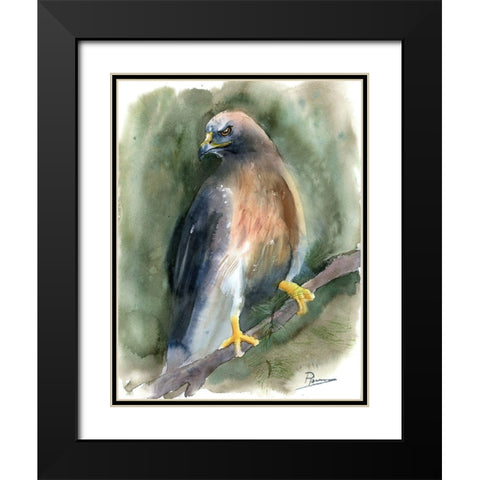 Hawk Black Modern Wood Framed Art Print with Double Matting by Shefranov, Olga