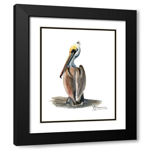 Beach Bird Black Modern Wood Framed Art Print with Double Matting by Shefranov, Olga