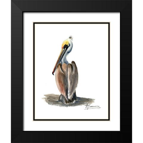 Beach Bird Black Modern Wood Framed Art Print with Double Matting by Shefranov, Olga