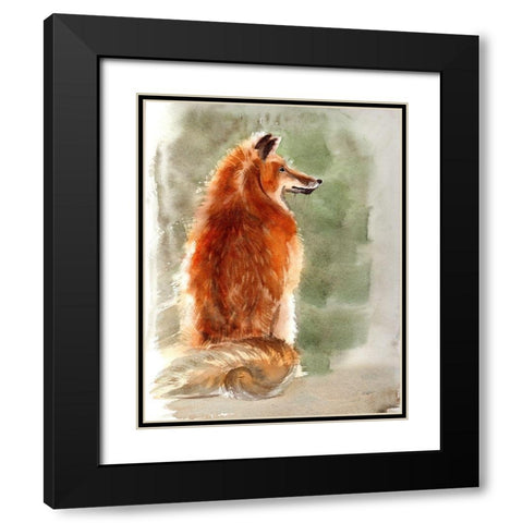 Fox Black Modern Wood Framed Art Print with Double Matting by Shefranov, Olga
