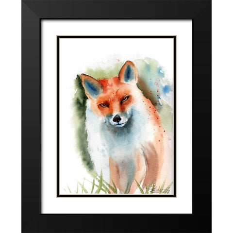 Fox II Black Modern Wood Framed Art Print with Double Matting by Shefranov, Olga