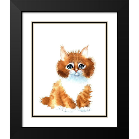 Orange Cat Black Modern Wood Framed Art Print with Double Matting by Shefranov, Olga