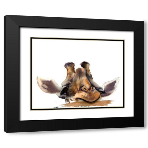 Giraffe Black Modern Wood Framed Art Print with Double Matting by Shefranov, Olga