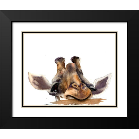Giraffe Black Modern Wood Framed Art Print with Double Matting by Shefranov, Olga