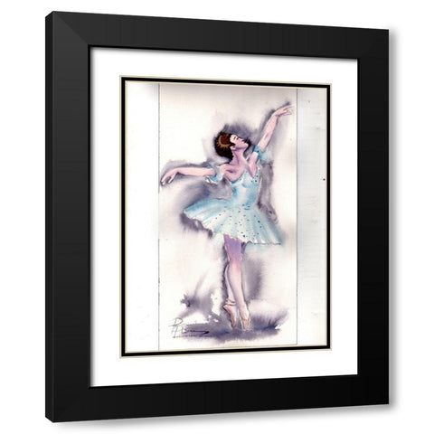 Ballet Dancer Black Modern Wood Framed Art Print with Double Matting by Shefranov, Olga