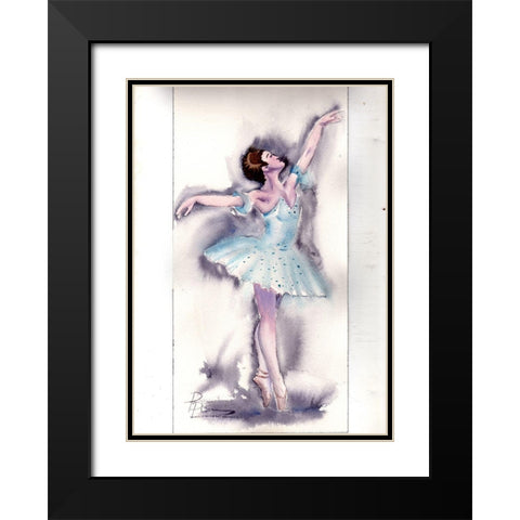 Ballet Dancer Black Modern Wood Framed Art Print with Double Matting by Shefranov, Olga