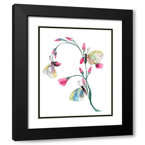 Flower Black Modern Wood Framed Art Print with Double Matting by Shefranov, Olga
