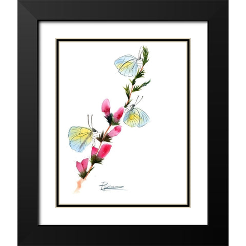 Butterflies Black Modern Wood Framed Art Print with Double Matting by Shefranov, Olga