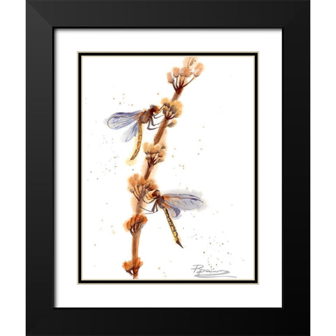 Dragonflies Black Modern Wood Framed Art Print with Double Matting by Shefranov, Olga
