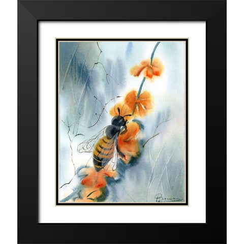 Bee III Black Modern Wood Framed Art Print with Double Matting by Shefranov, Olga