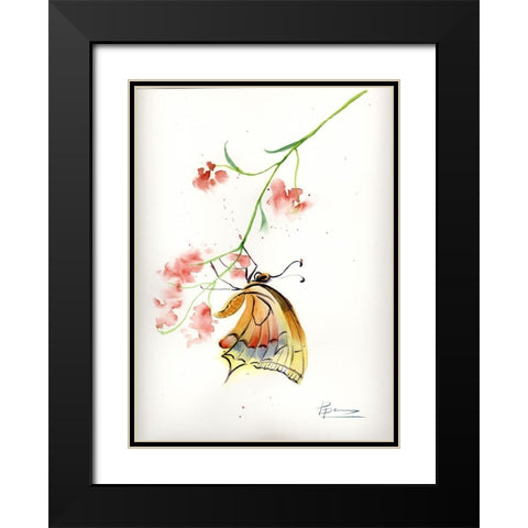 Butterfly II Black Modern Wood Framed Art Print with Double Matting by Shefranov, Olga