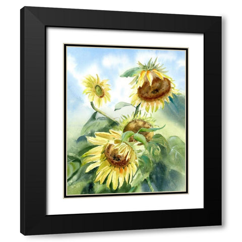 Sunflowers Black Modern Wood Framed Art Print with Double Matting by Shefranov, Olga