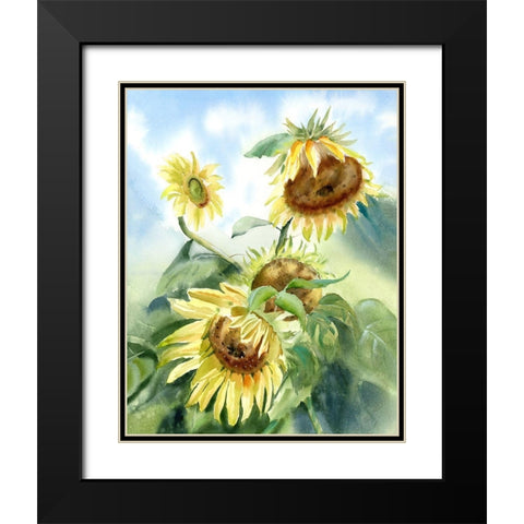 Sunflowers Black Modern Wood Framed Art Print with Double Matting by Shefranov, Olga