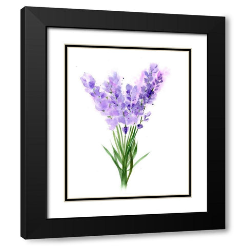 Purple Flowers V Black Modern Wood Framed Art Print with Double Matting by Shefranov, Olga