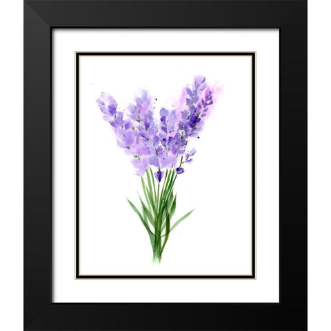 Purple Flowers V Black Modern Wood Framed Art Print with Double Matting by Shefranov, Olga