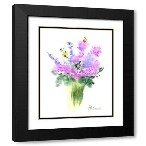 Pink Flowers III Black Modern Wood Framed Art Print with Double Matting by Shefranov, Olga