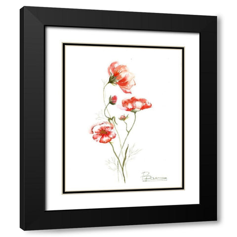 Orange Flowers II Black Modern Wood Framed Art Print with Double Matting by Shefranov, Olga