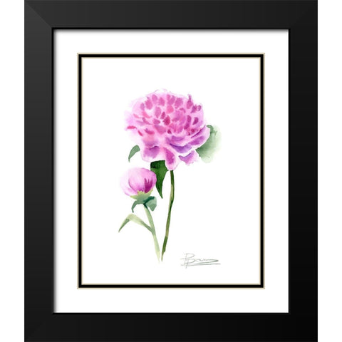 Pink Flowers IV Black Modern Wood Framed Art Print with Double Matting by Shefranov, Olga