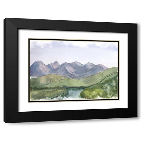 Mountain Scape Black Modern Wood Framed Art Print with Double Matting by Shefranov, Olga