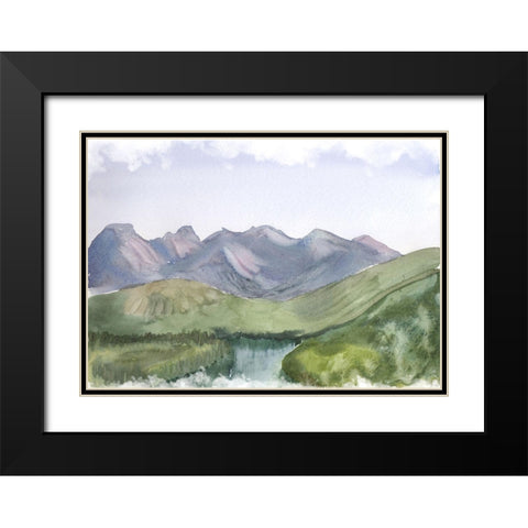 Mountain Scape Black Modern Wood Framed Art Print with Double Matting by Shefranov, Olga
