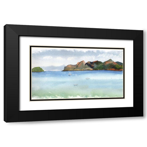 Ocean Scape Black Modern Wood Framed Art Print with Double Matting by Shefranov, Olga