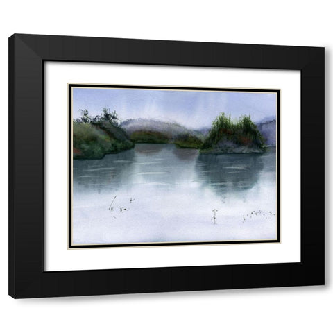 Lake Scape Black Modern Wood Framed Art Print with Double Matting by Shefranov, Olga