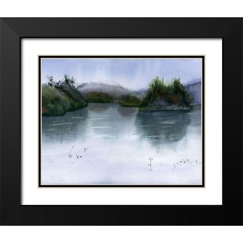 Lake Scape Black Modern Wood Framed Art Print with Double Matting by Shefranov, Olga