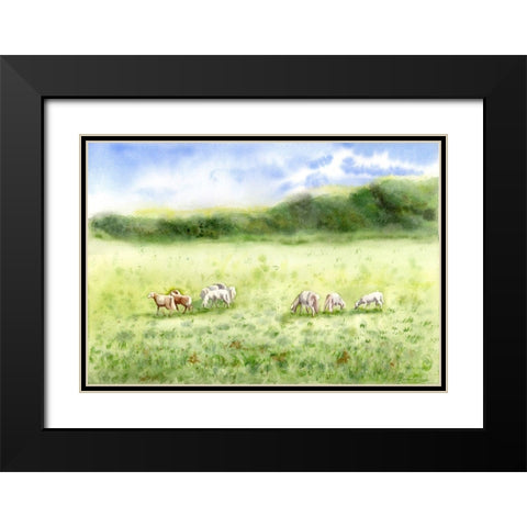 Field Scape Black Modern Wood Framed Art Print with Double Matting by Shefranov, Olga