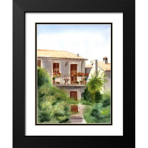 Veranda Black Modern Wood Framed Art Print with Double Matting by Shefranov, Olga