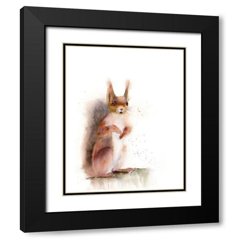 Squirrel Black Modern Wood Framed Art Print with Double Matting by Shefranov, Olga